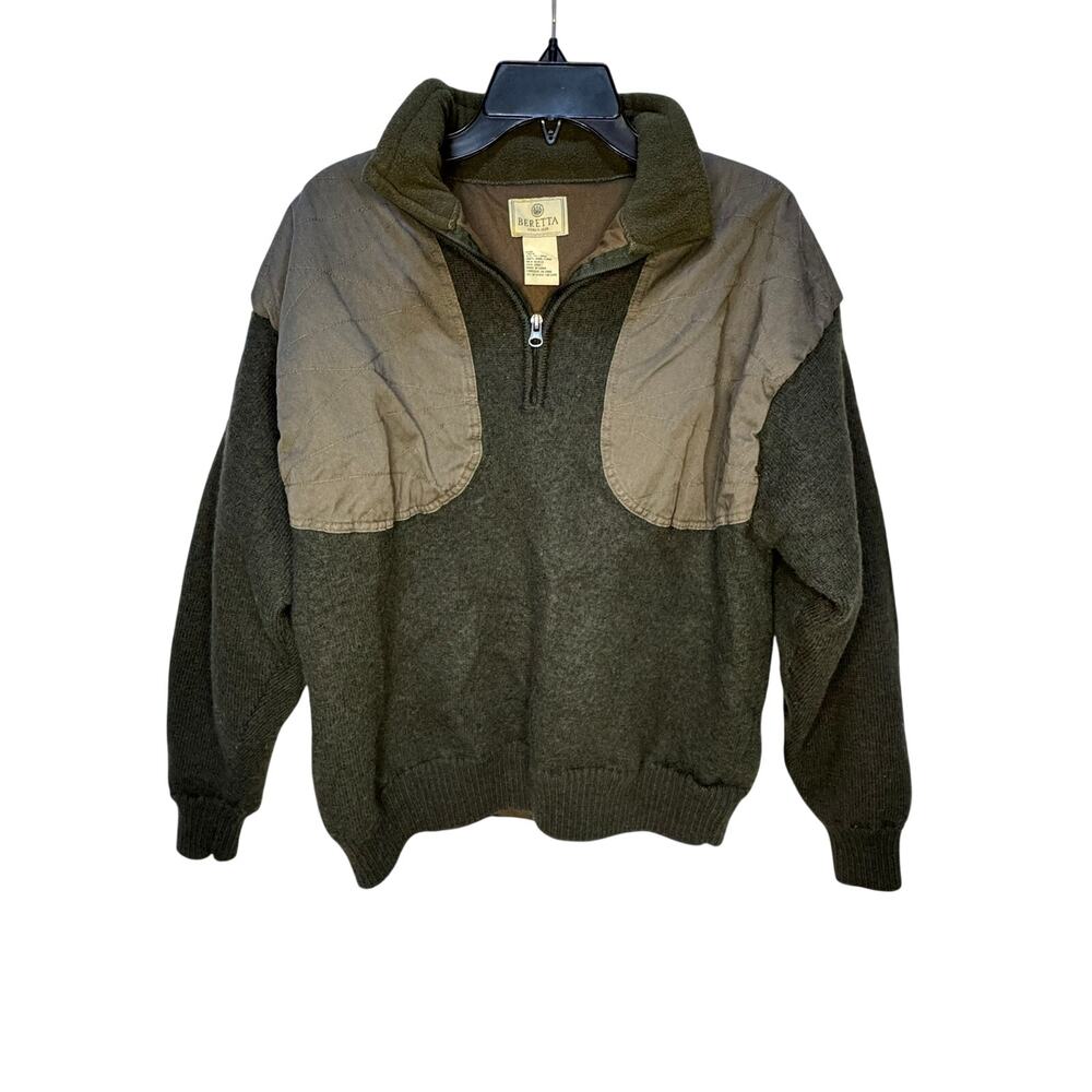 Beretta Green Wool Pullover Lined Shooting Hunting Sweater Men's XXL